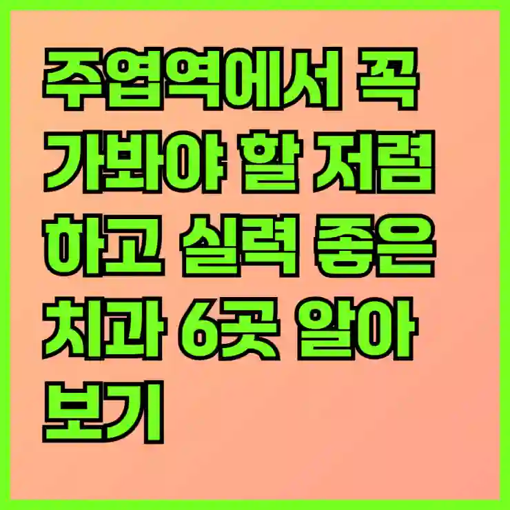 주엽역에서 꼭 가봐야 할 저렴하고 실력 좋은 치과 6곳 알아보기