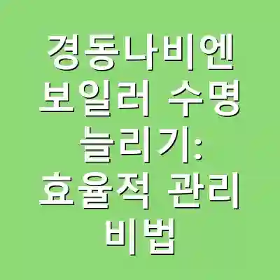 경동나비엔 보일러 수명 늘리기: 효율적 관리 비법
