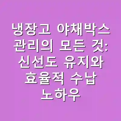 냉장고 야채박스 관리의 모든 것: 신선도 유지와 효율적 수납 노하우