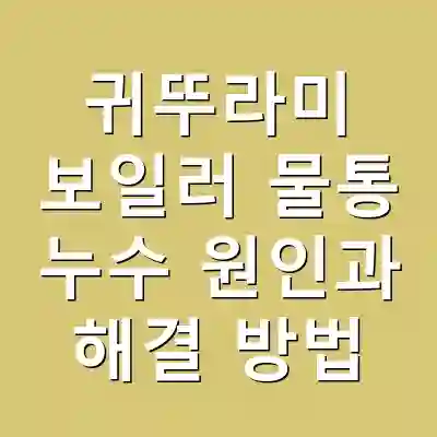 귀뚜라미 보일러 물통 누수 원인과 해결 방법