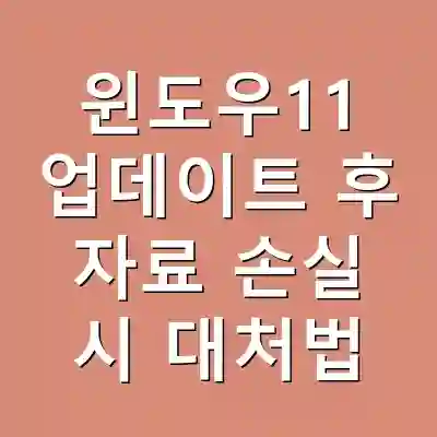 윈도우11 업데이트 후 자료 손실 시 대처법