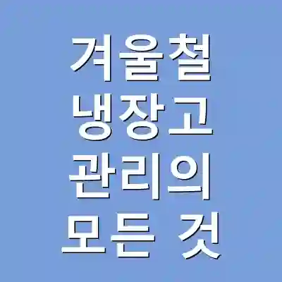 겨울철 냉장고 관리의 모든 것
