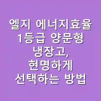 엘지 에너지효율 1등급 양문형 냉장고, 현명하게 선택하는 방법