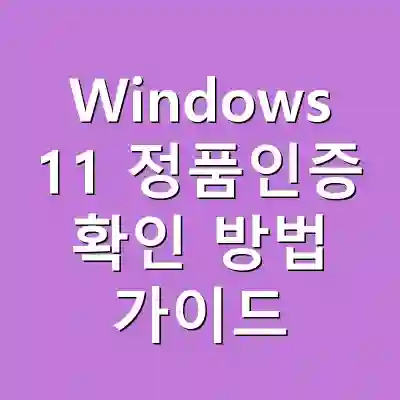 Windows 11 정품인증 확인 방법 가이드