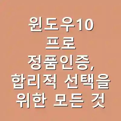 윈도우10 프로 정품인증, 합리적 선택을 위한 모든 것