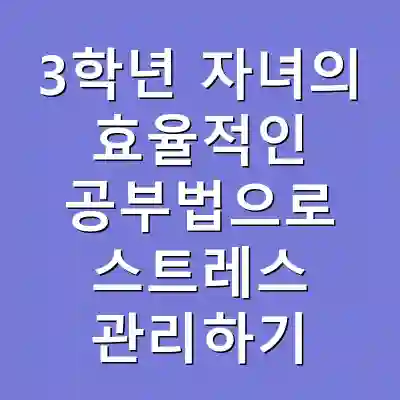 3학년 자녀의 효율적인 공부법으로 스트레스 관리하기