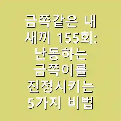 금쪽같은 내 새끼 155회: 난동하는 금쪽이를 진정시키는 5가지 비법